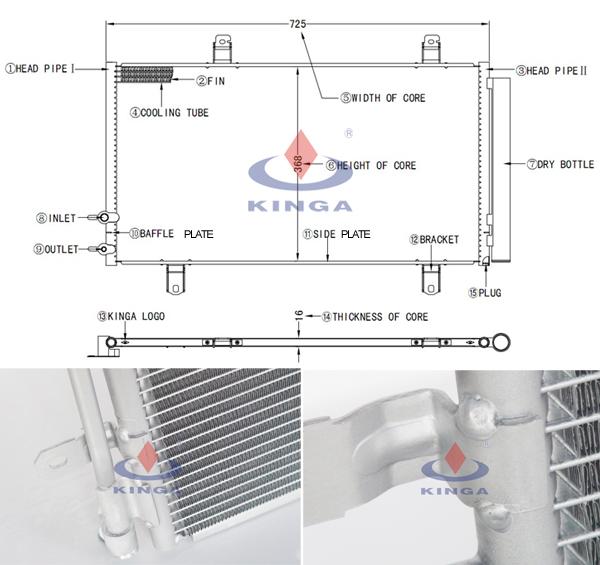  Condensador do condicionamento de ar do carro para o OEM de AVALON de Toyota (05-) 88460-07032