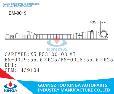 China Posição plástica do OEM 1439104 do tanque do radiador da TA de X5 E53 00-03 deixada fornecedor