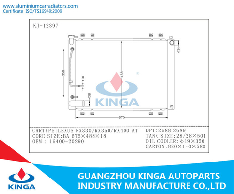 OEM 1997-1999 da BOLACHA do radiador do automóvel de Toyota HDB50/51 16400-17271 PA32/EM fornecedor