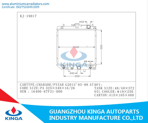 16400 radiadores de alumínio do carro 87F31 000 para a charada de Daihatsu/Pyzar G201s fornecedor