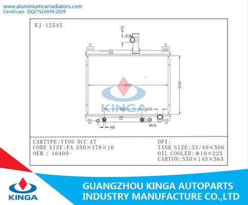 Radiadores de aço das peças de automóvel para OEM 16400 de Toyota VIOS 5CC - EM fornecedor