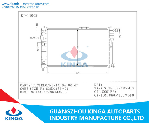 Radiadores NEXIA-94-0096144847/96144850 do desenhista de DAEWOO CIELO fornecedor