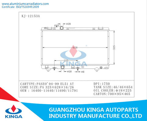 Radiadores de aquecimento de TOYOTA PASEO 95-97 DPI 1750, radiadores dobro 16400-11640/11690/11791 fornecedor