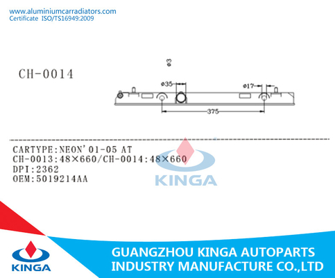 Substituição plástica do tanque do radiador da parte inferior do tanque do radiador do néon '01-05 do OEM 5019214AA fornecedor