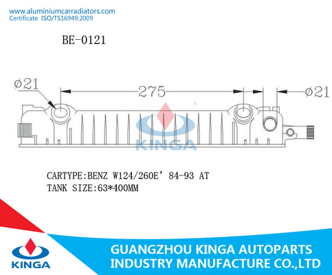 Tamanho direito de BMW W201/260E'84-93 63*400 do tanque do radiador para a venda fornecedor