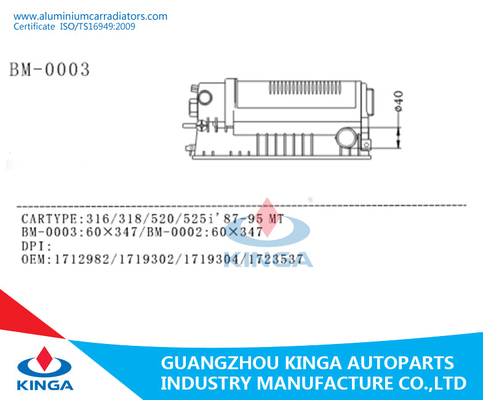 Transmissão plástica da TA de Bwm 316/318/520/525i da substituição do tanque do radiador esquerdo da água da entrada fornecedor