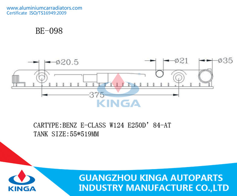 Substituição plástica do tanque do radiador Pa66 para a CLASSE W124 E250D 84 do BENZ E EM fornecedor