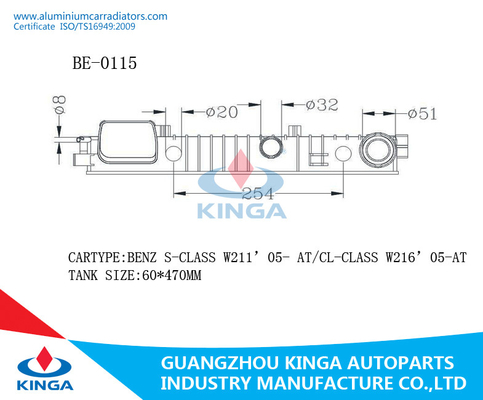 Classe W211 05 do Benz S EM/tanque automotivo W216 05 do radiador classe do Cl EM fornecedor