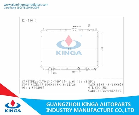 Volvo S40/PA de alumínio Heattransfer 16 dos radiadores do carro TA de V40'95-1.6I 16V/22/26 fornecedor