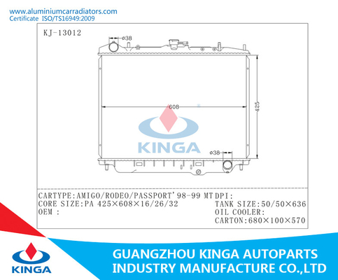 Radiador do motor automotivo para a TA do AMIGO/RODEIO/PASSAPORTE '98-99 de ISUZU fornecedor