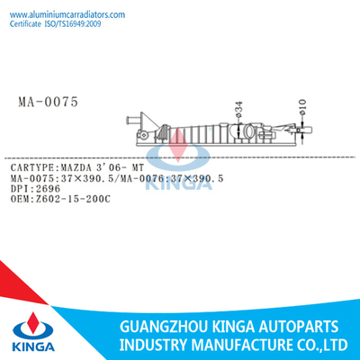 MAZDA 3' 06 - tanques plásticos esquerdos para a colocação, OEM Z602-15-200C do radiador da TA auto fornecedor