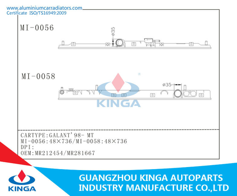 Substituição plástica do tanque do radiador MR212454/MR281667 para Mitsubishi GLANT 1998 fornecedor