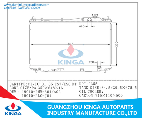 Fornecedor da porcelana das peças sobresselentes do Cae RadiatorFor Nissan CIVIC'01-05 ES7/ES8 auto fornecedor