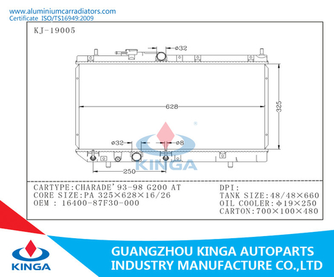 OEM de alumínio 16400-87F30-000 do radiador de DAIHATSU CHARADE'93-98 G200 do tanque de água do carro auto fornecedor