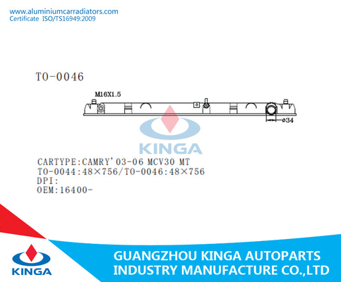 Tanque plástico de Raidator da dureza forte para Toyota Camry 03-06 Mcv 30 Mt fornecedor