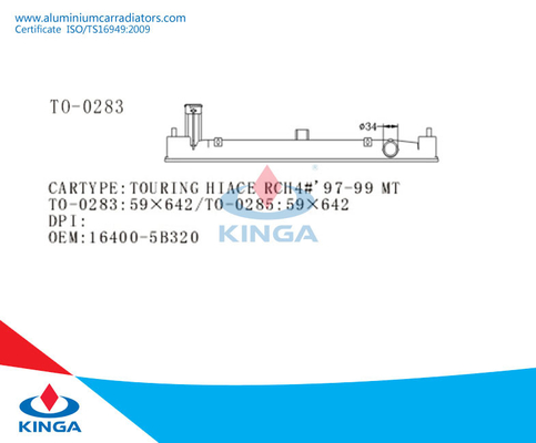 Tanque de Raidator para VISITAR OEM 16400 5B320 da TA de HIACE RCH4# 97-99 fornecedor