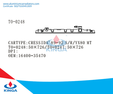 Substituição superior do tanque do radiador para Toyota Cressida ‘89-92 S/R/YX80 em PA66+GF30 fornecedor