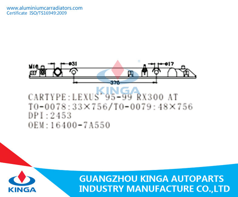 tanque plástico da extremidade do radiador do OEM 16400-7A550 do tanque do auto radiador de r TOYOTA LEXUS'95-99 RX300 fornecedor