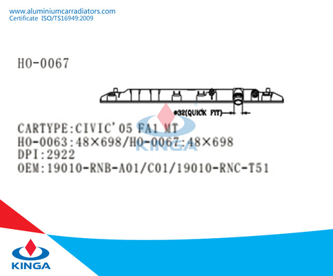 Para o tanque plástico 19010-PNB-A01/C01 19010-RNC-T51 do radiador da parte inferior de CIVIC'05 FA1 fornecedor