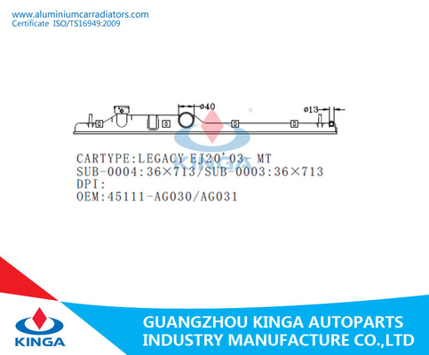 Tanque da extremidade do radiador da substituição para o tanque da parte inferior do LEGADO EJ25'03-MT J-22002A de SUBARU fornecedor