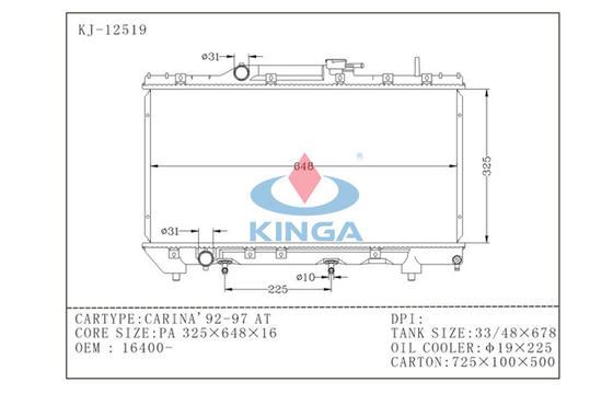 Carnia substituição do radiador de 92 - de 97 Toyota auto com sistema de refrigeração da aleta do tubo fornecedor